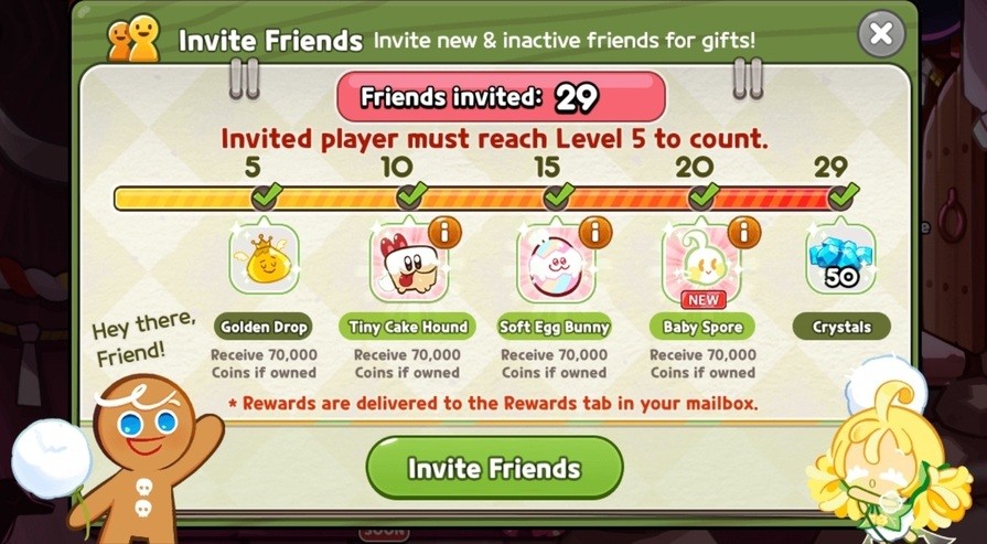 บริการรับทำกิจกรรมเชิญเพื่อน Cookie Run Classic KHOMKHOM บริการรับทำกิจกรรมเชิญเพื่อน Cookie Run Classic ครบ 29 คน รับ 50 เพชร และสัตว์เลี้ยง Legend